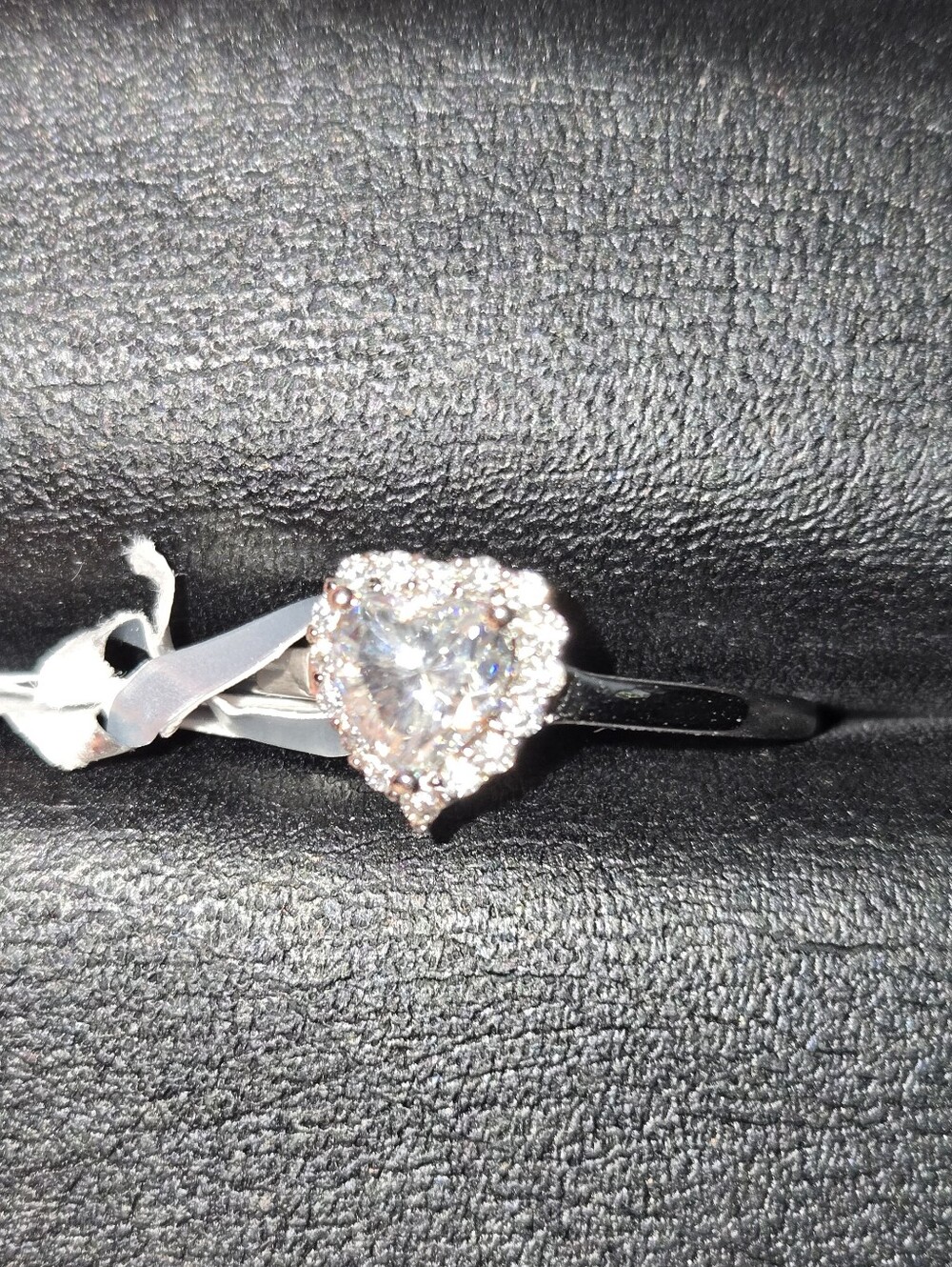 Moissanite Heart Halo 925 Silver Ring